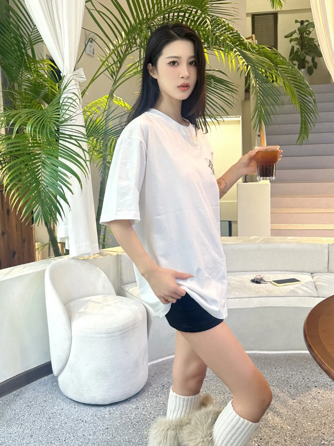 Louis Vuitton/Louis Vuitton back four-leaf clover signature foam printed short sleeves